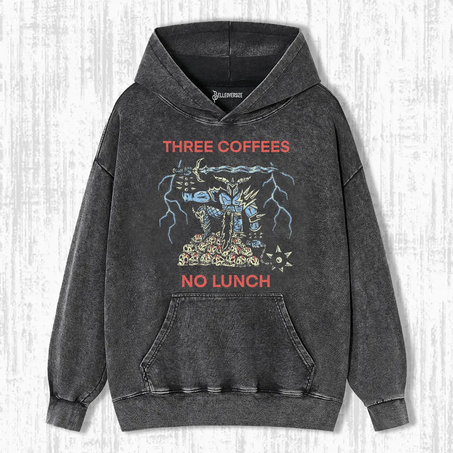 THREE COFFEES NO LUNCH HOODIE