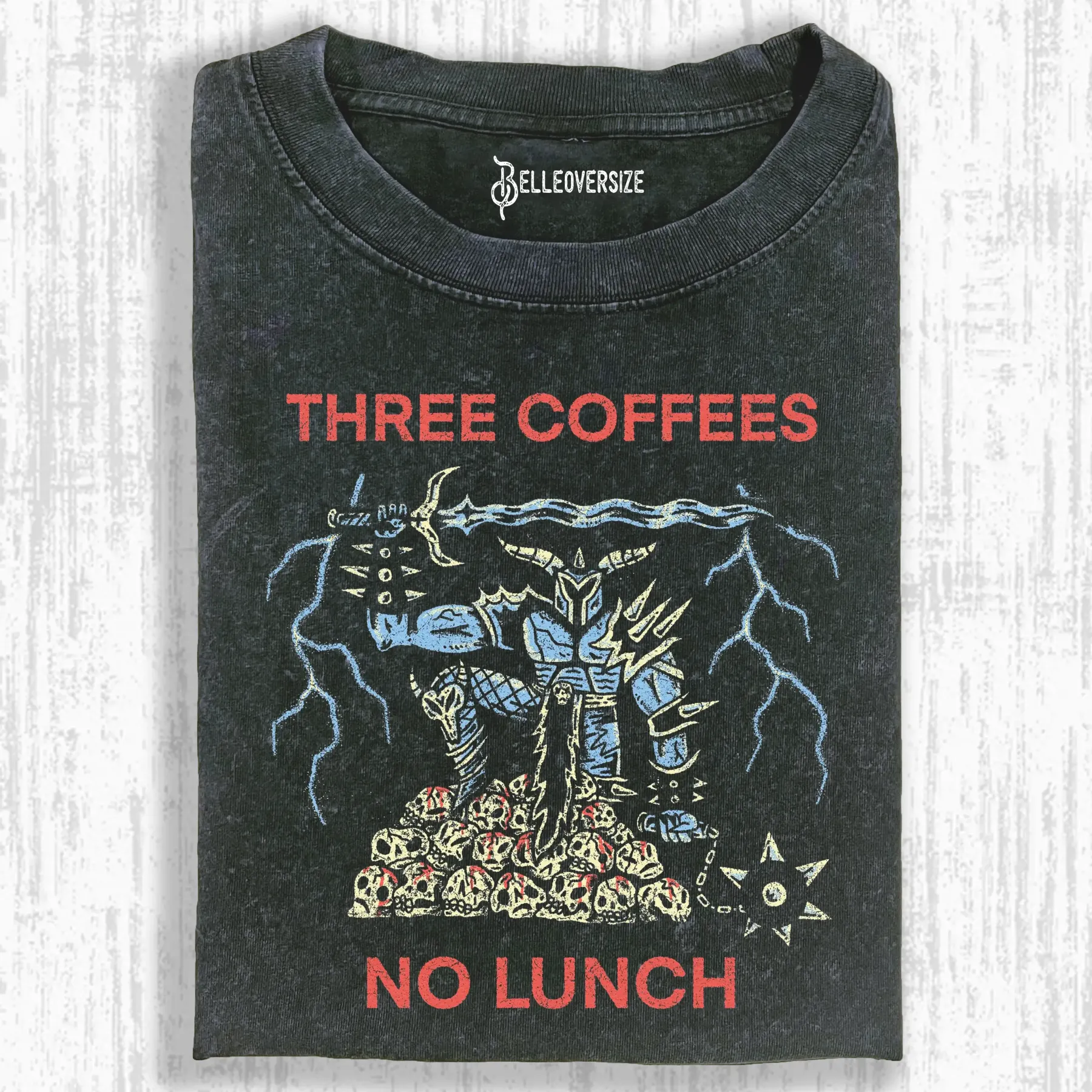 THREE COFFEES NO LUNCH T-SHIRT