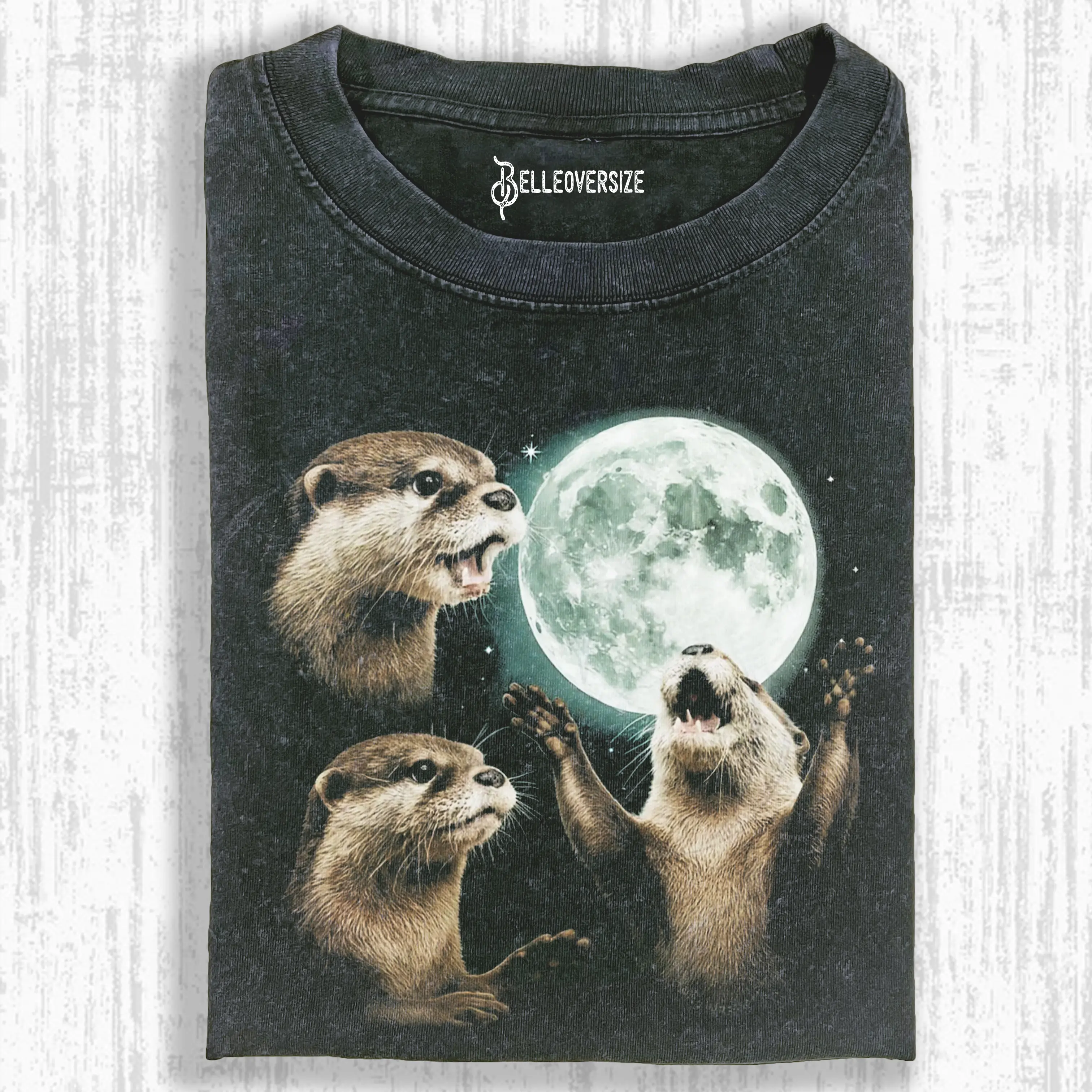 THREE OTTERS MOON  T-SHIRT