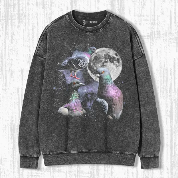 THREE PIGEON RETRO GRAPHIC SWEATSHIRTS 