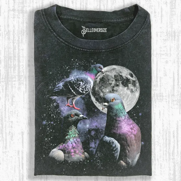 THREE PIGEON RETRO GRAPHIC T-SHIRT