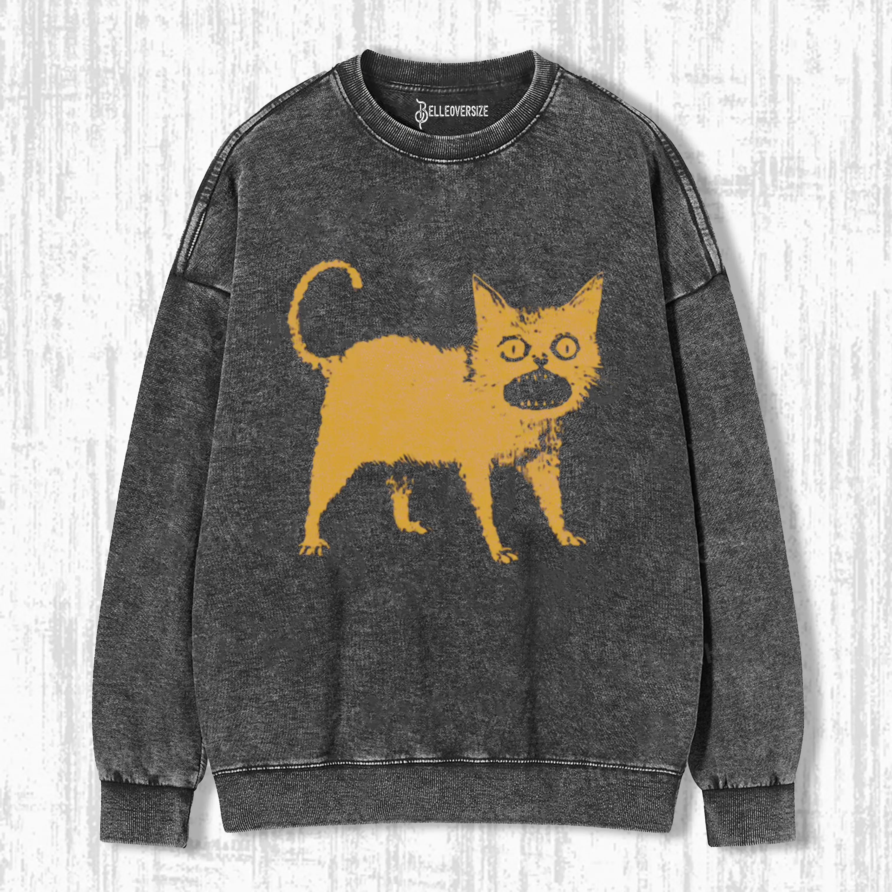 TOKYOCANVAS HORRIBLE JAPANESE CAT CLASSI SWEATSHIRTS