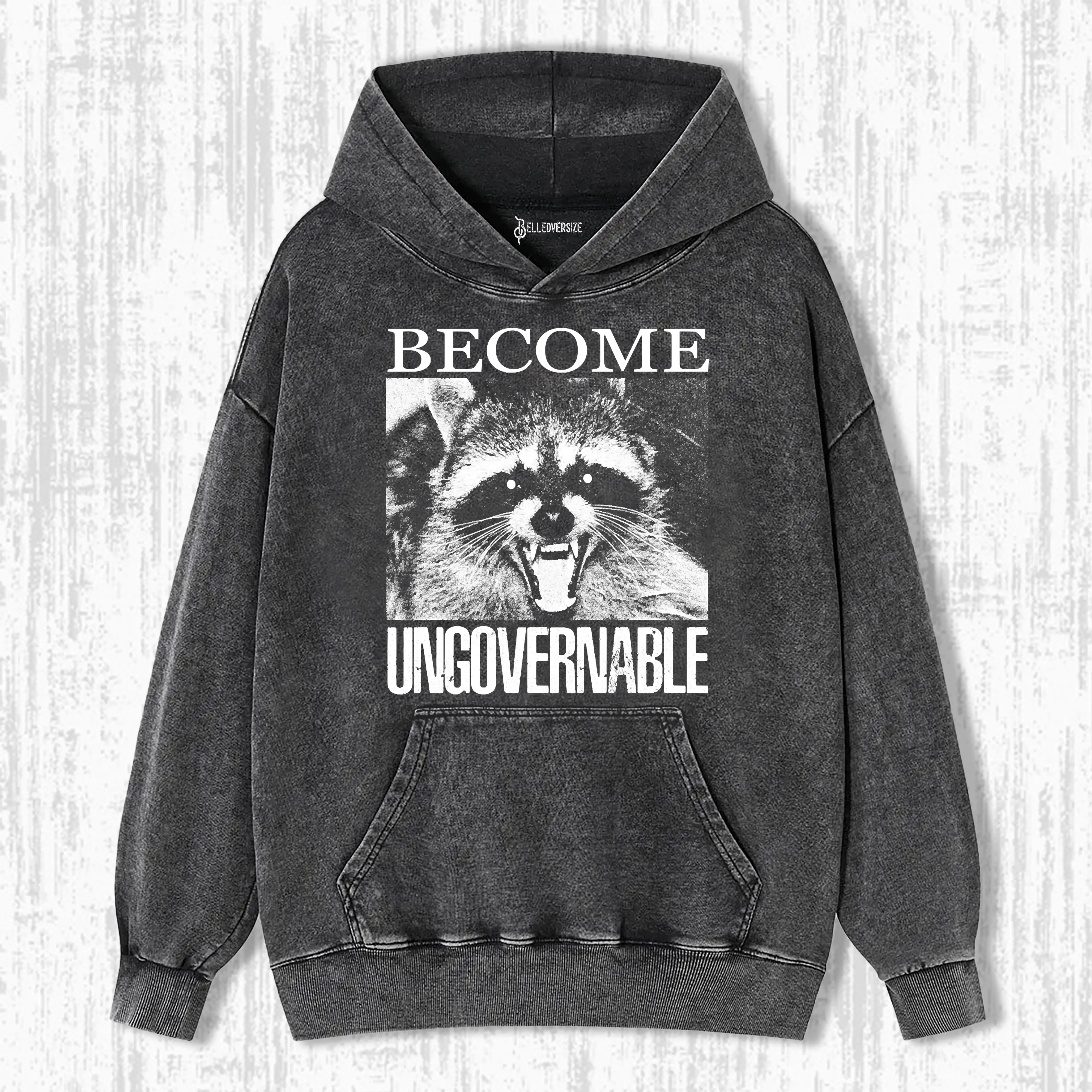 VINTAGE ANGRY RACCOON BECOME UNGOVERNABLE  HOODIE
