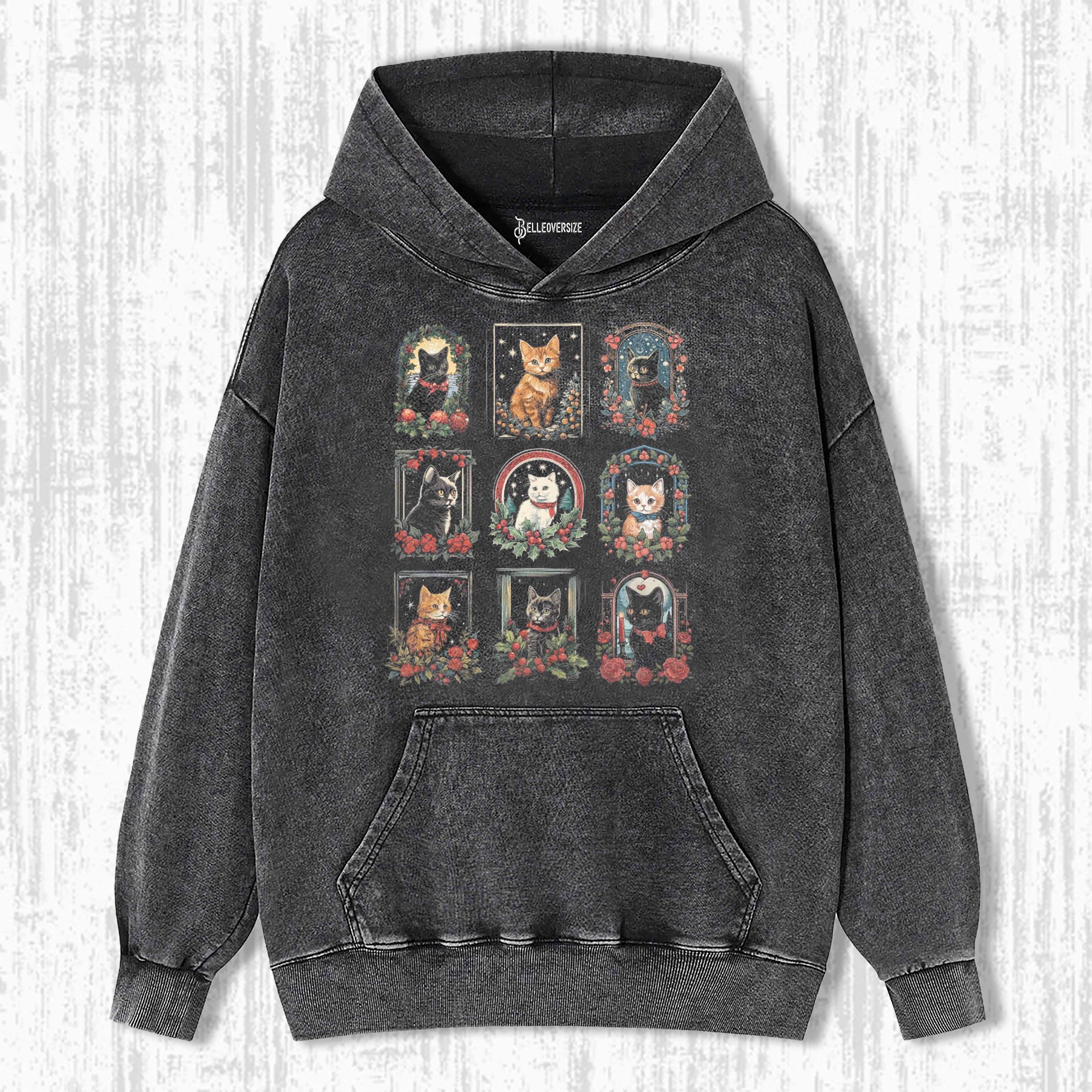 VINTAGE CHRISTMAS CATS HOODIE