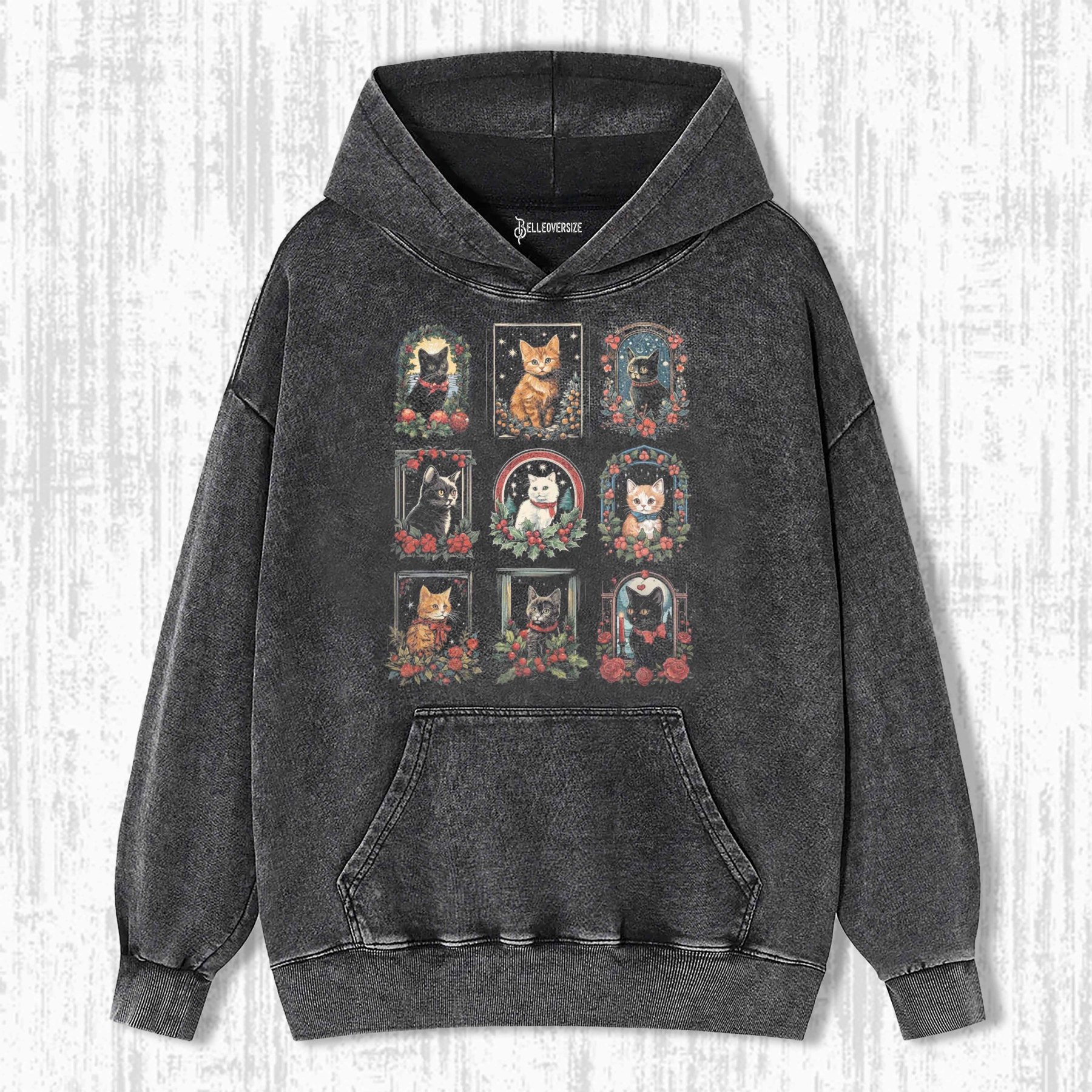 VINTAGE CHRISTMAS CATS HOODIE
