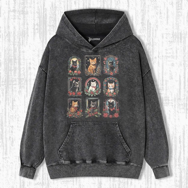 VINTAGE CHRISTMAS CATS HOODIE