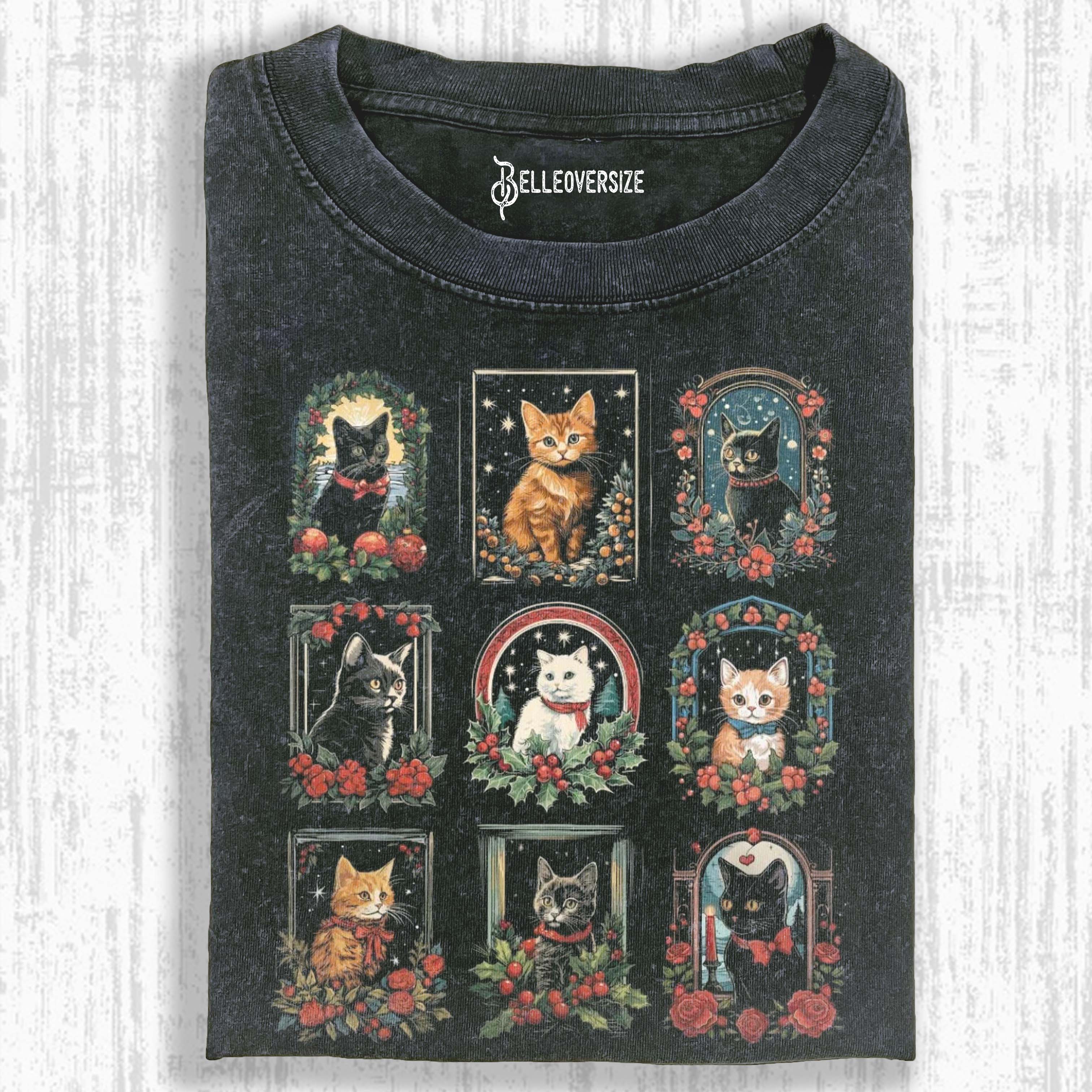 VINTAGE CHRISTMAS CATS T-SHIRT