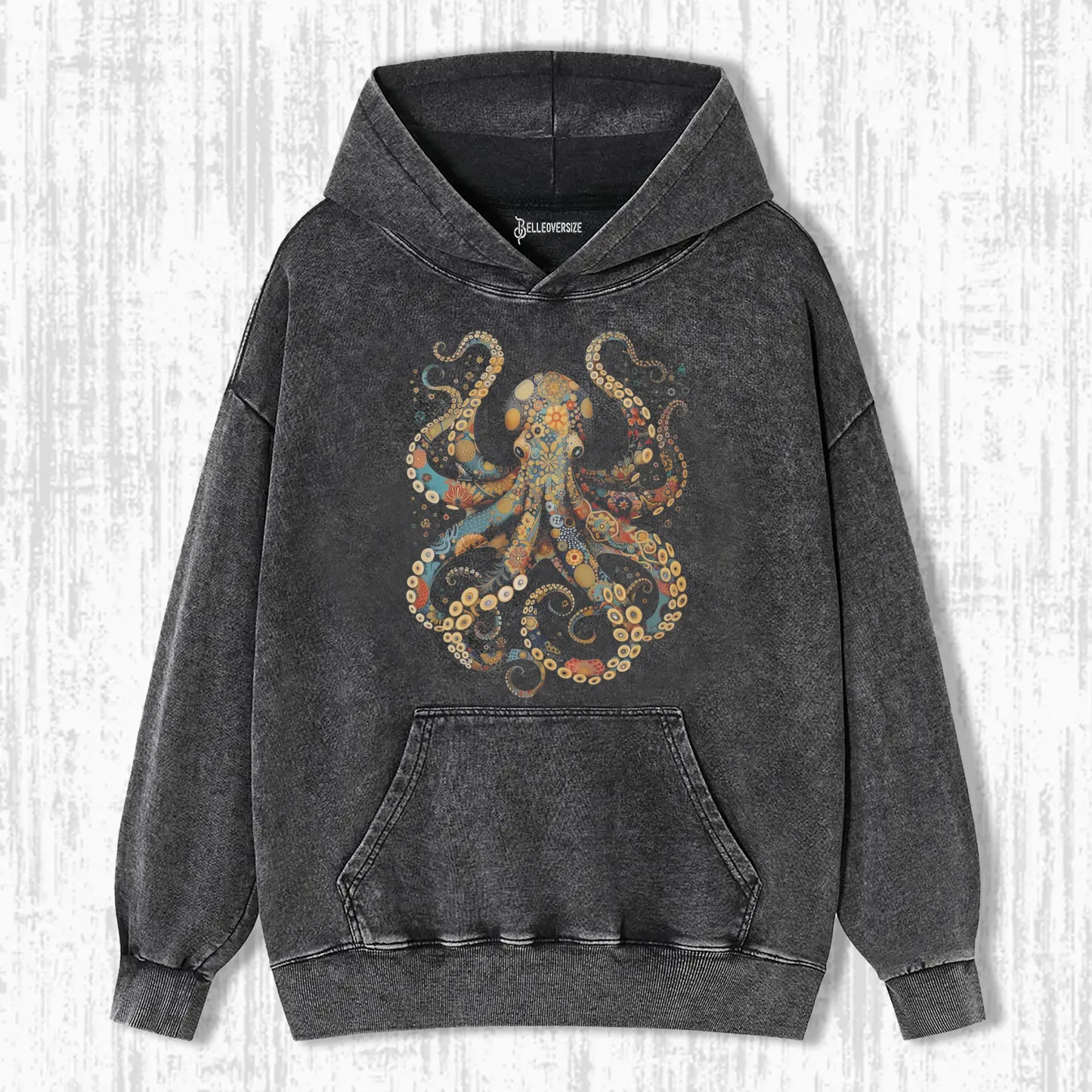 VINTAGE FLOWER PATTERNS FLORAL OCTOPUS HOODIE