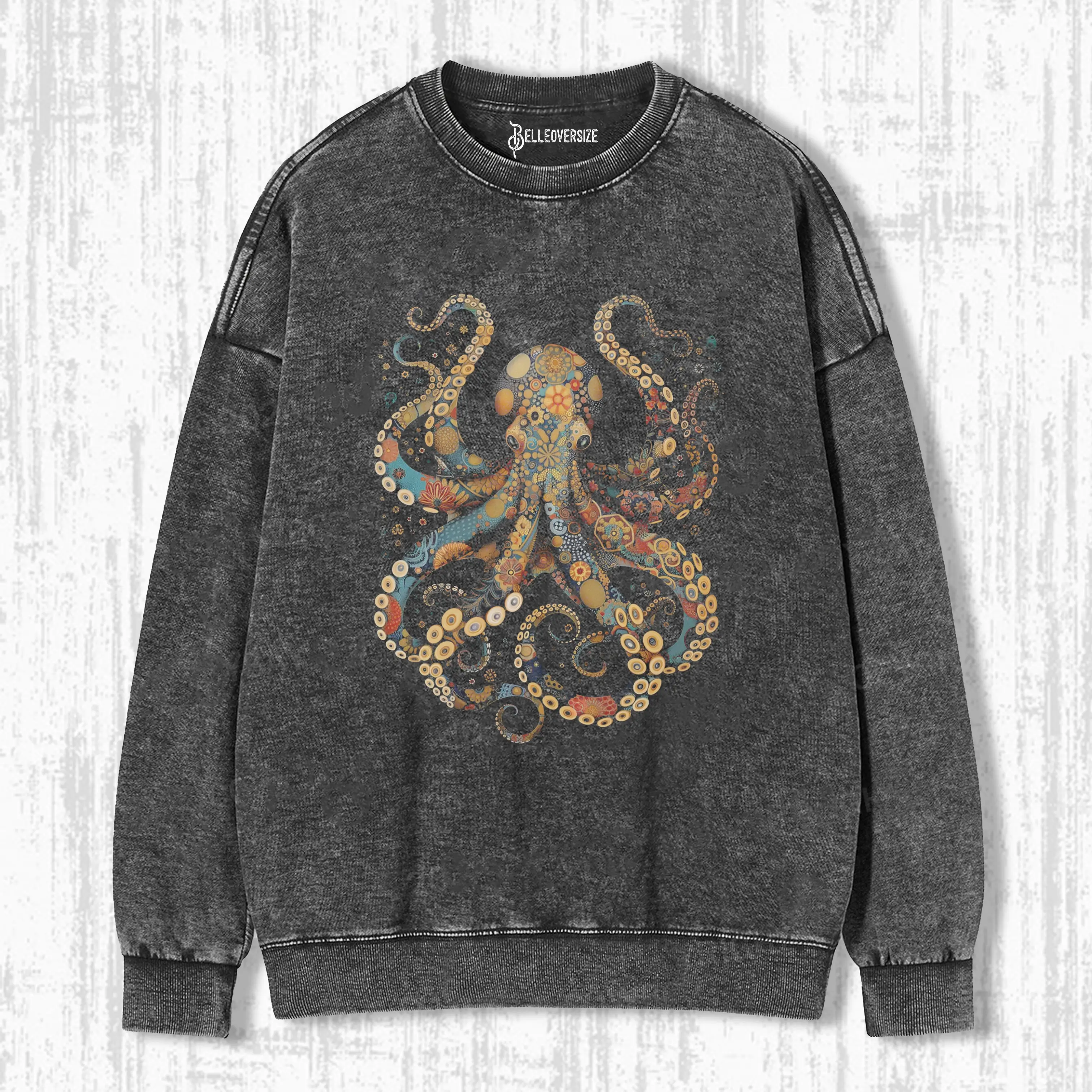 VINTAGE FLOWER PATTERNS FLORAL OCTOPUS SWEATSHIRTS