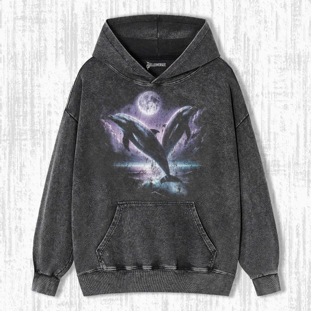 VINTAGE OCEAN MYSTICAL DOLFIN HOODIE 
