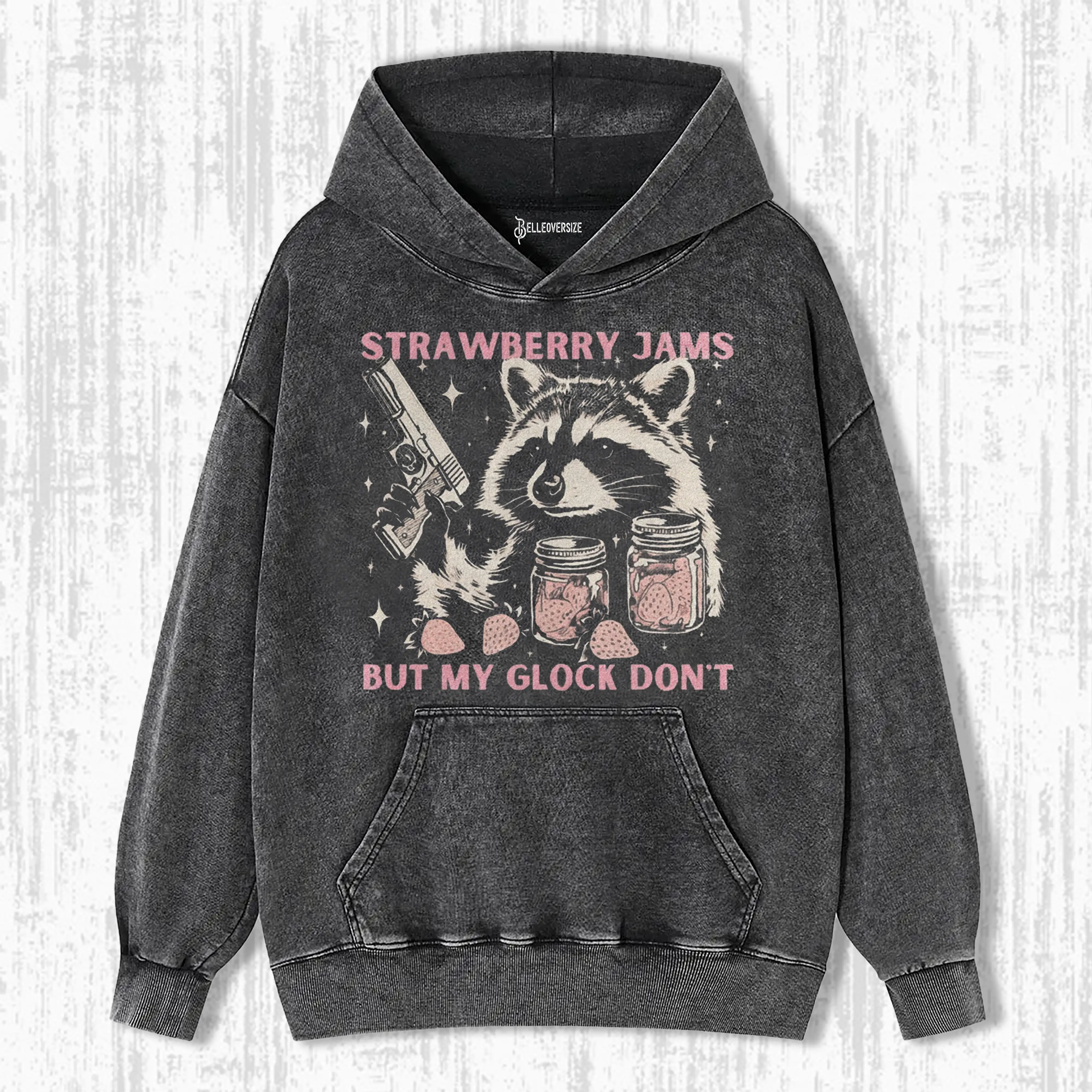 VINTAGE STRAWBERRY JAMS RACCOON HOODIE
