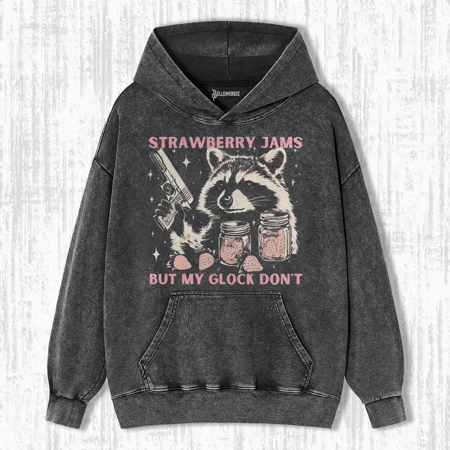 VINTAGE STRAWBERRY JAMS RACCOON HOODIE