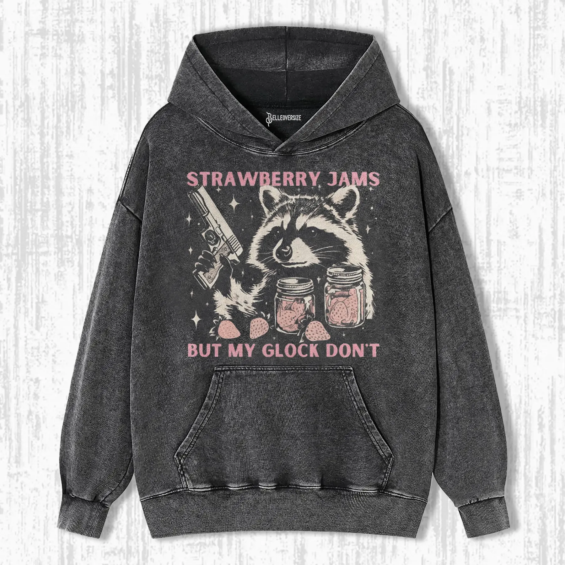 VINTAGE STRAWBERRY JAMS RACCOON HOODIE