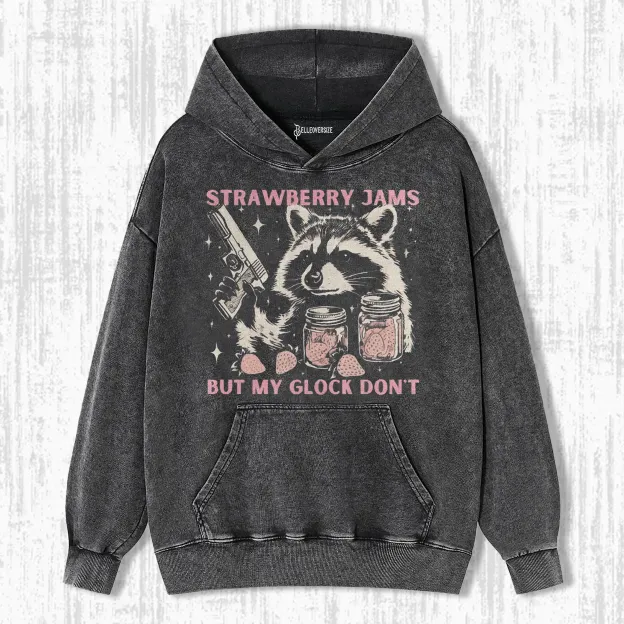 VINTAGE STRAWBERRY JAMS RACCOON HOODIE