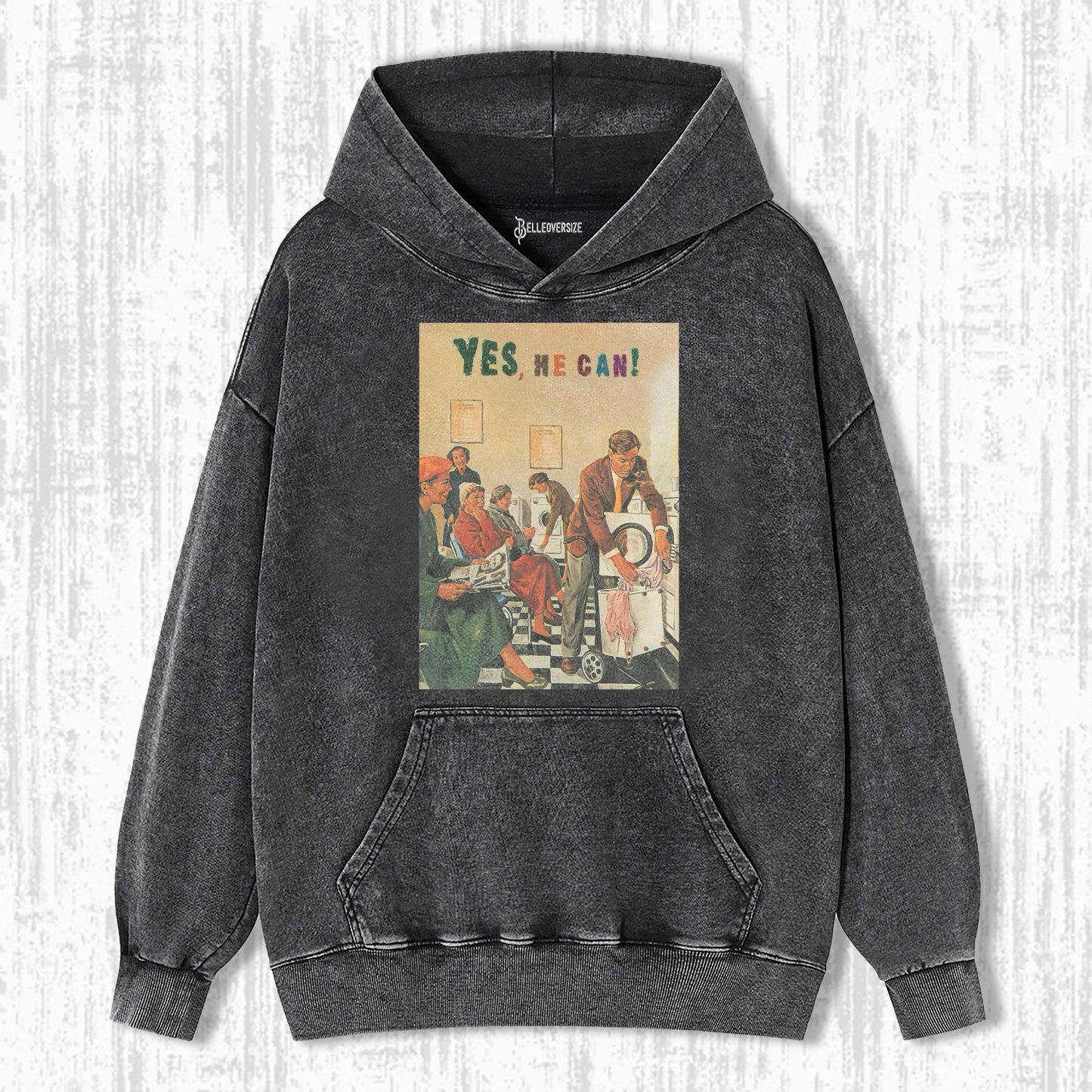 YES HE CAN RETRO HOUSEHOLD MAN GRAPHIC HOODIE