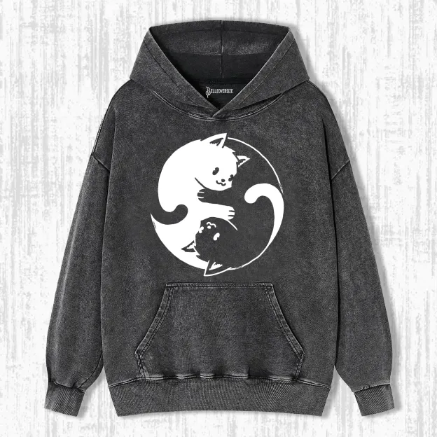 YIN YANG CAT HOODIE