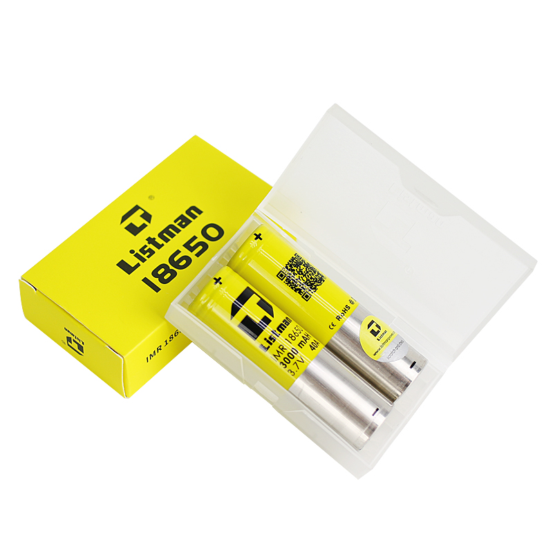 [Global-CN04] 2pcs Listman IMR 18650 3000mAh 40A Flat Top Li-ion Rechargeable Battery