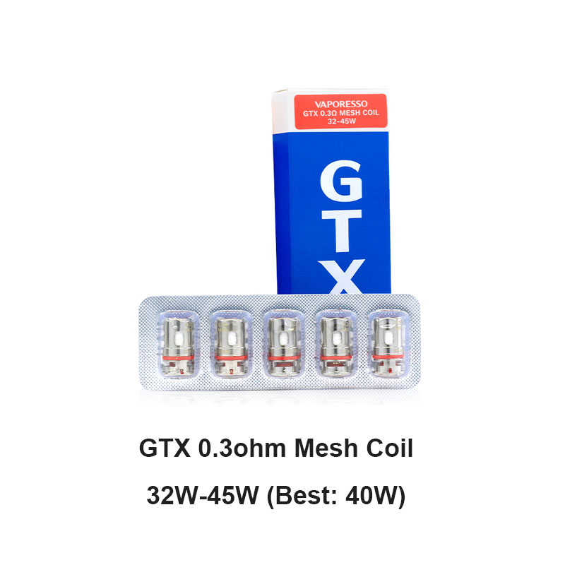 [Global-CN02] Vaporesso GTX Coil for Target 80 / Target PM30 , GTX One / Go 40 / Go 80, GEN Nano / Air 40 / PT60 / PT80 S / Gen160 / FIT 40, Xiron, Luxe PM40 / PM80 / PM80 S, SWAG PX80, Luxe XR / XR MAX / X PRO / LUXE X2 (5pcs/pack)