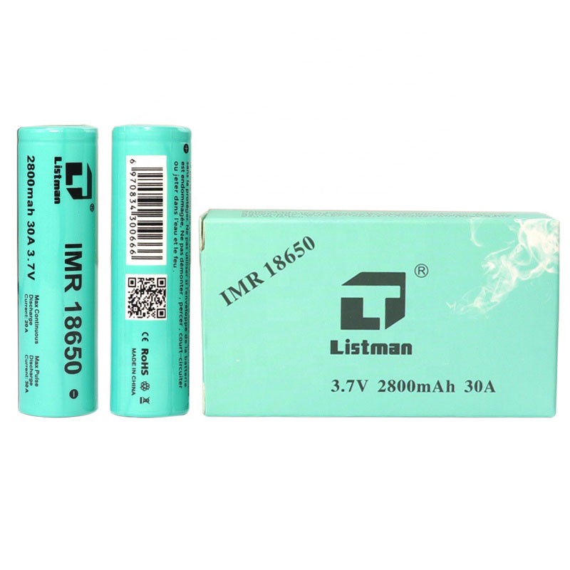 [Global-CN04] 2 pezzi Listman IMR 18650 2800mAh 30A Batteria ricaricabile agli ioni di litio a testa piatta-CigBest IT
