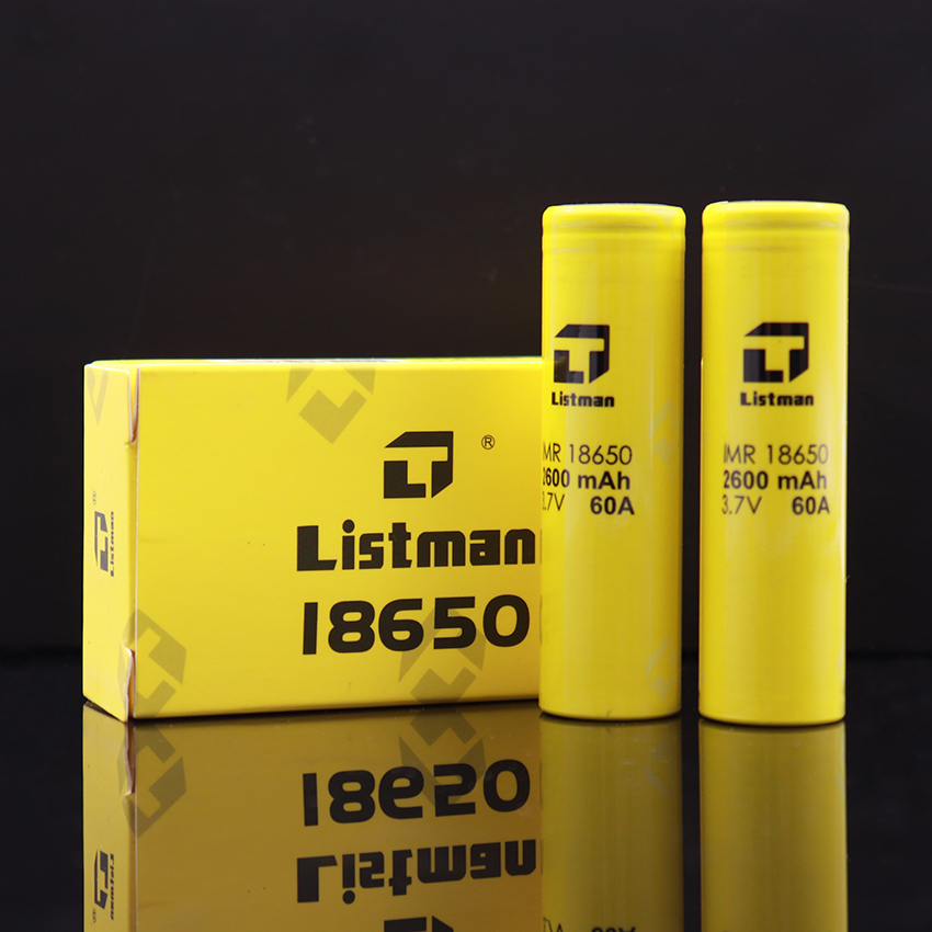 [Global-CN04] 2pcs Listman IMR 18650 2600mAh 60A Flat Top Li-ion Rechargeable Battery