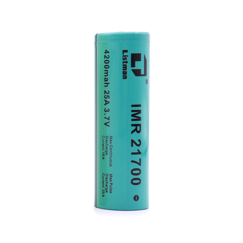[Global-CN04] 2pcs Listman IMR 21700 4200mAh 25A Flat Top Li-ion Rechargeable Battery