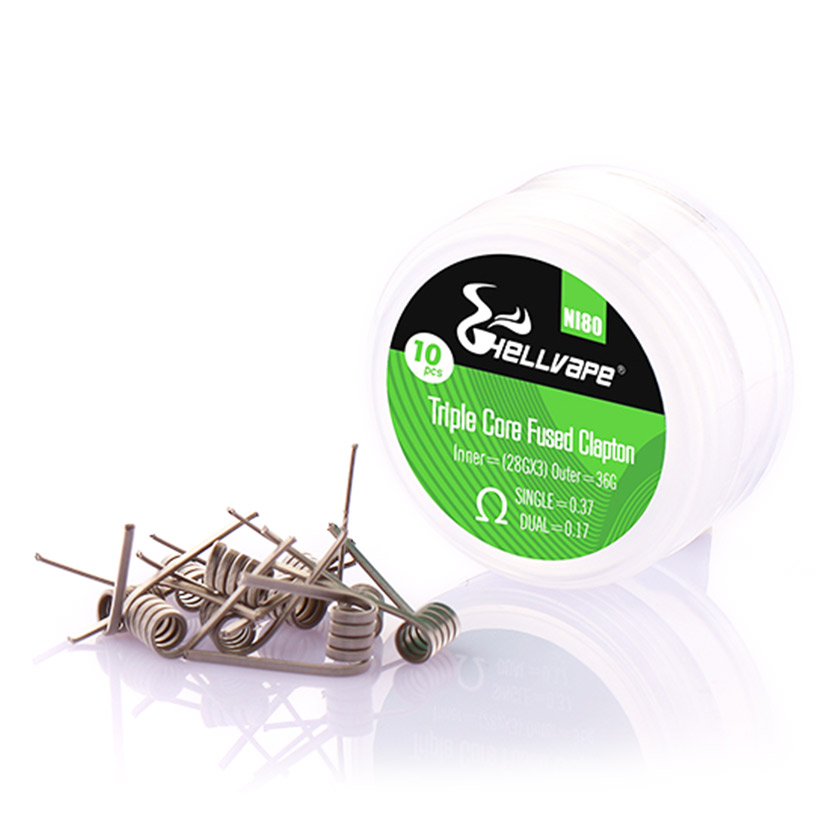 [Global-CN02][Clearance] Hellvape Ni80 Triple Core Fused Clapton Prebuilt Wire 28Ga*3+36Ga (0.37ohm)(10Pcs/Pack)