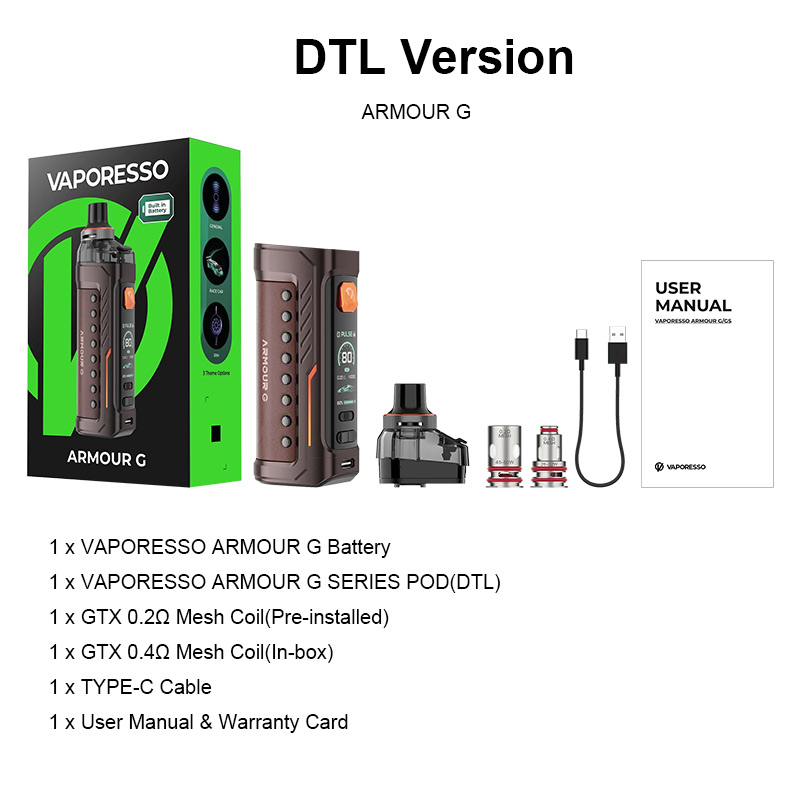[Global-CN02][Pre-order] Vaporesso Armour G Pod Mod Kit 3000mAh (Max 80W) 5ml