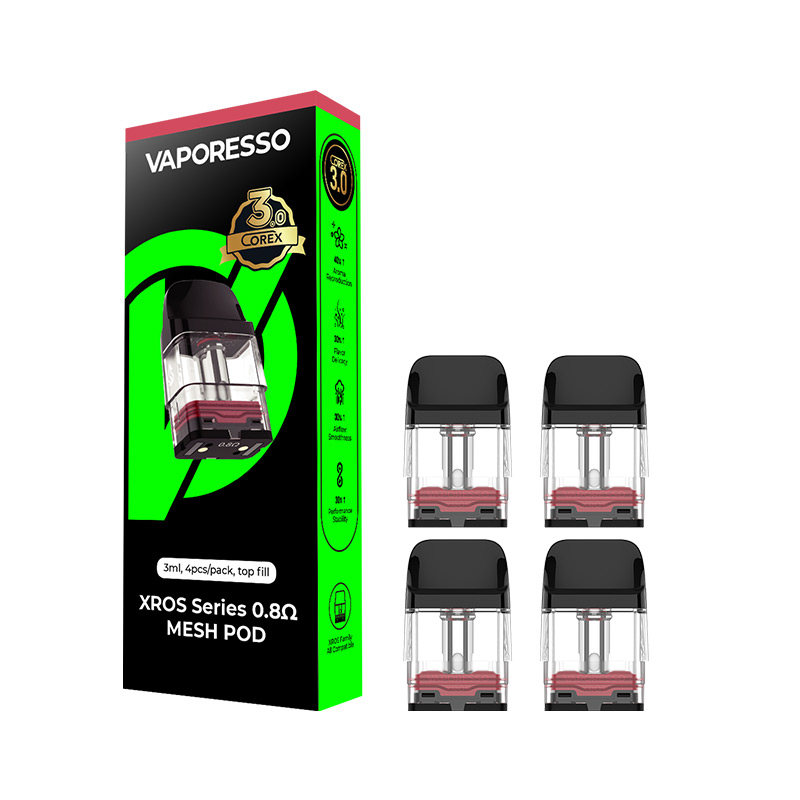 [Global-CN02] Vaporesso Xros Series Corex 3.0 Pod Cartridge for Xros 5/ Xros 5 MINI/ Xros / Xros 2 / Xros Mini / Xros 3 / Xros 3 Mini / Xros Nano / Xros 3 Nano / Xros Pro / Xros Cube / Xros 4 / Xros 4 Mini/Xros 4 Nano 2ml / 3ml (4pcs/pack)