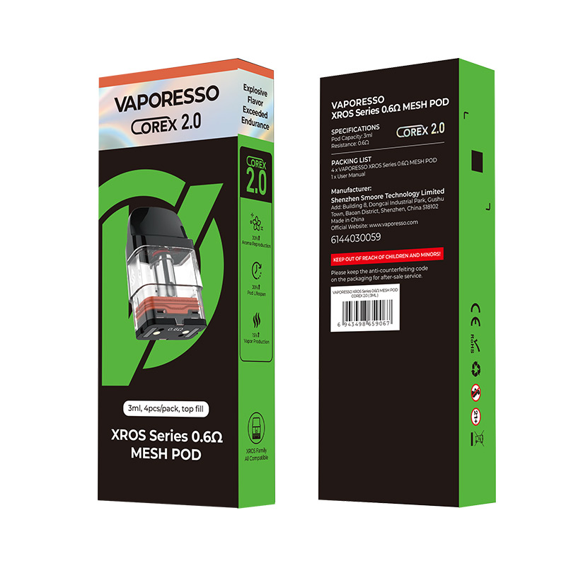 [Global-CN02] Vaporesso Xros Series Corex 2.0 Pod Cartridge for Xros / Xros 2 / Xros Mini / Xros 3 / Xros 3 Mini / Xros Nano / Xros 3 Nano / Xros Pro / Xros Cube / Xros 4 / Xros 4 Mini/Xros 4 Nano/ Xros 5 /Xros 5 Mini Kit 2ml / 3ml (4pcs/pack)