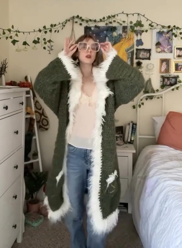 Callistari Bohemian Crochet Patterned Wool Woat