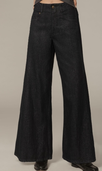 Floral high-waisted wide-leg cuffed jeans