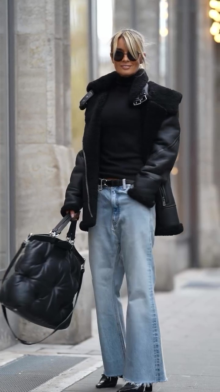 Oversized lapel fur jacket