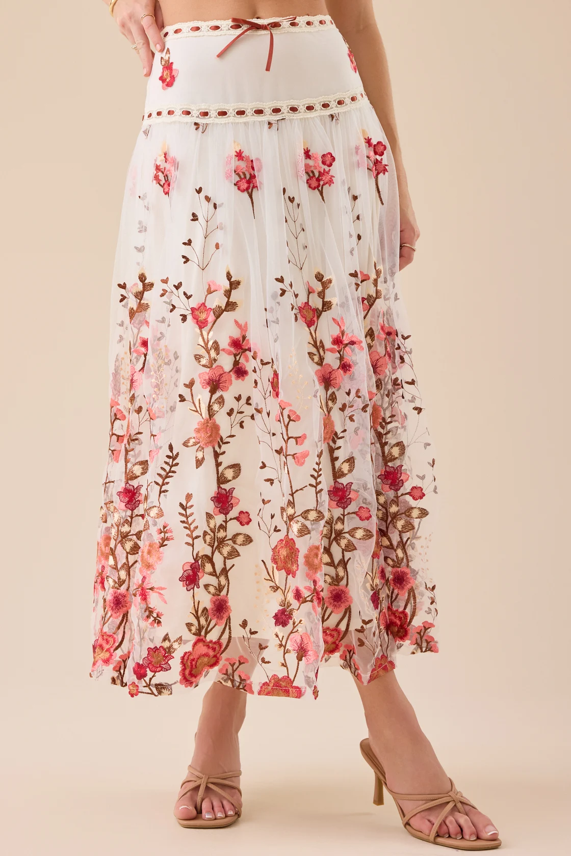 Glamorous Tie - Strap Floral Crop Top & Maxi Skirt Set