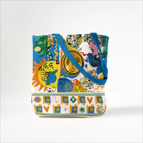 Callistari Chic Abstract Print Canvas Bag-CALLISTARI