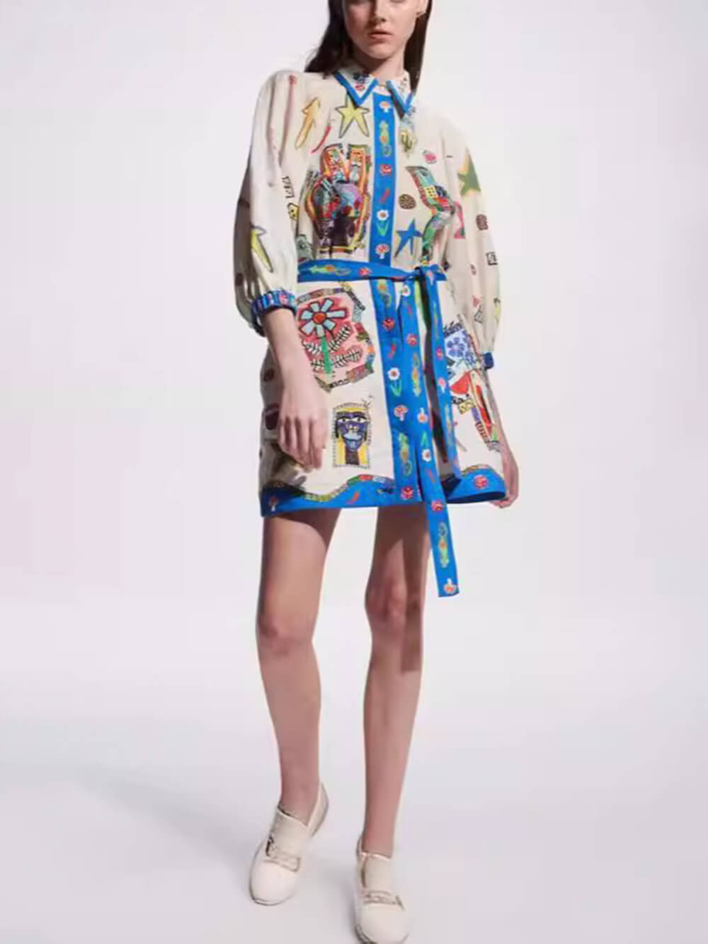 Callistari Temperament Peplum Printed Cardigan Dress-CALLISTARI