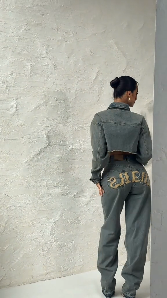 Grey Denim Two - Piece Set