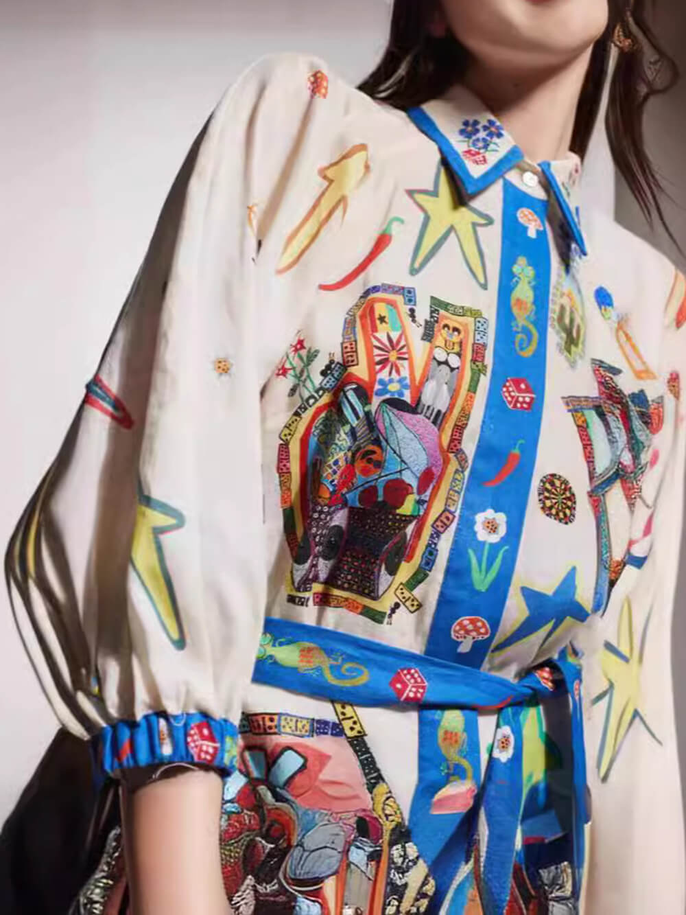 Callistari Temperament Peplum Printed Cardigan Dress-CALLISTARI