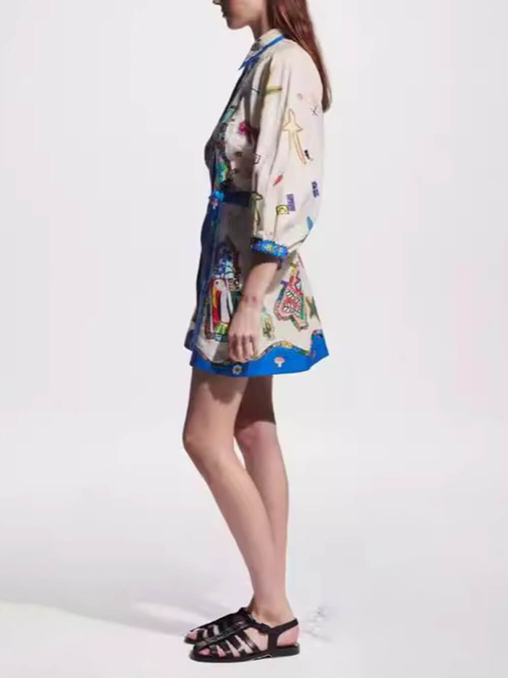 Callistari Temperament Peplum Printed Cardigan Dress-CALLISTARI