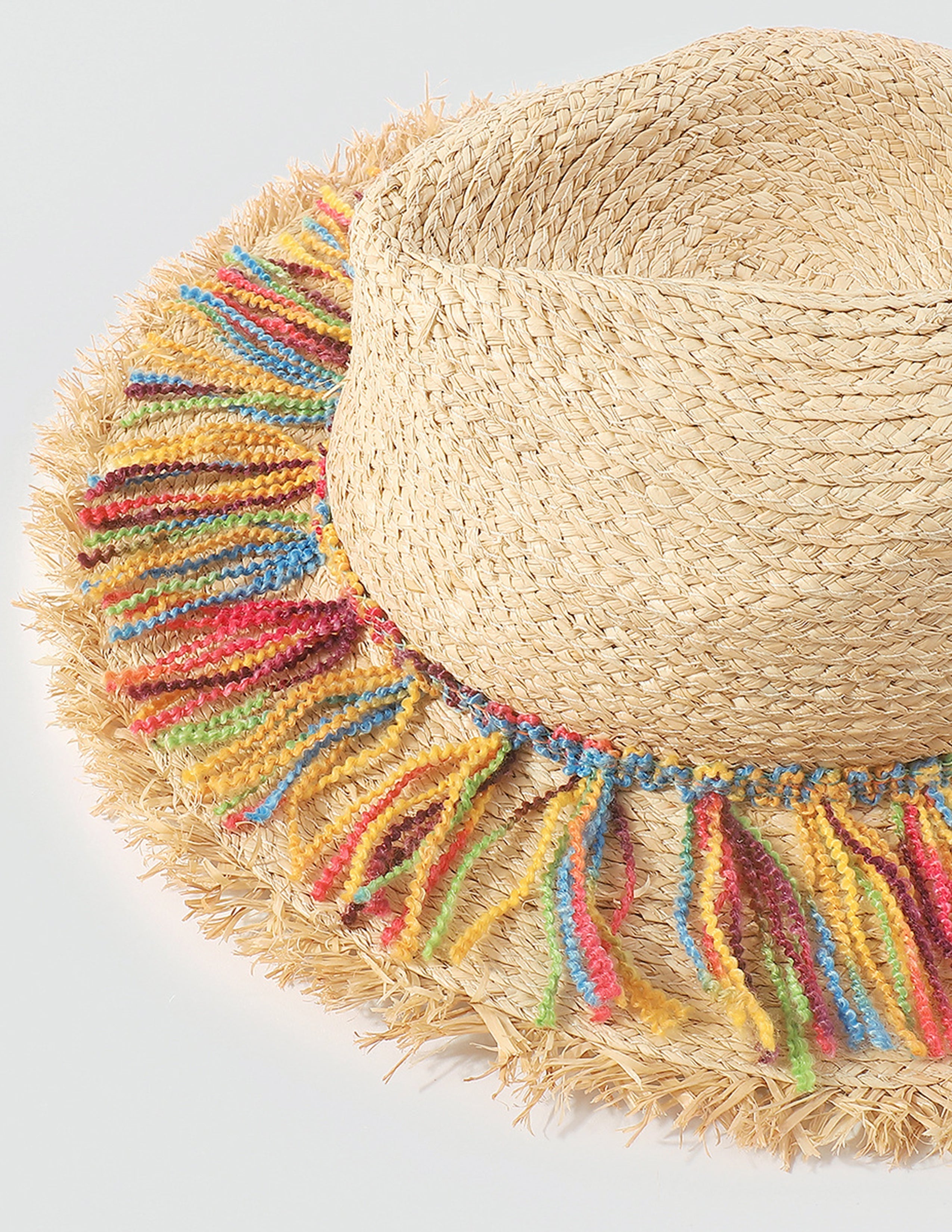 Colorful Cotton Rope Tassel Straw Hat-CALLISTARI