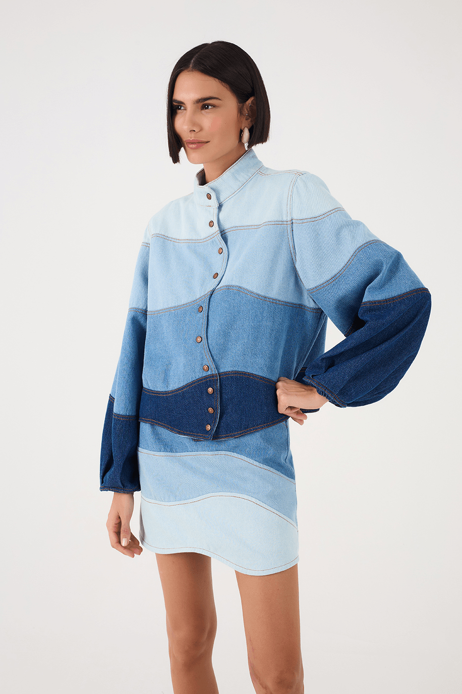 Color - Blocked Denim Dress