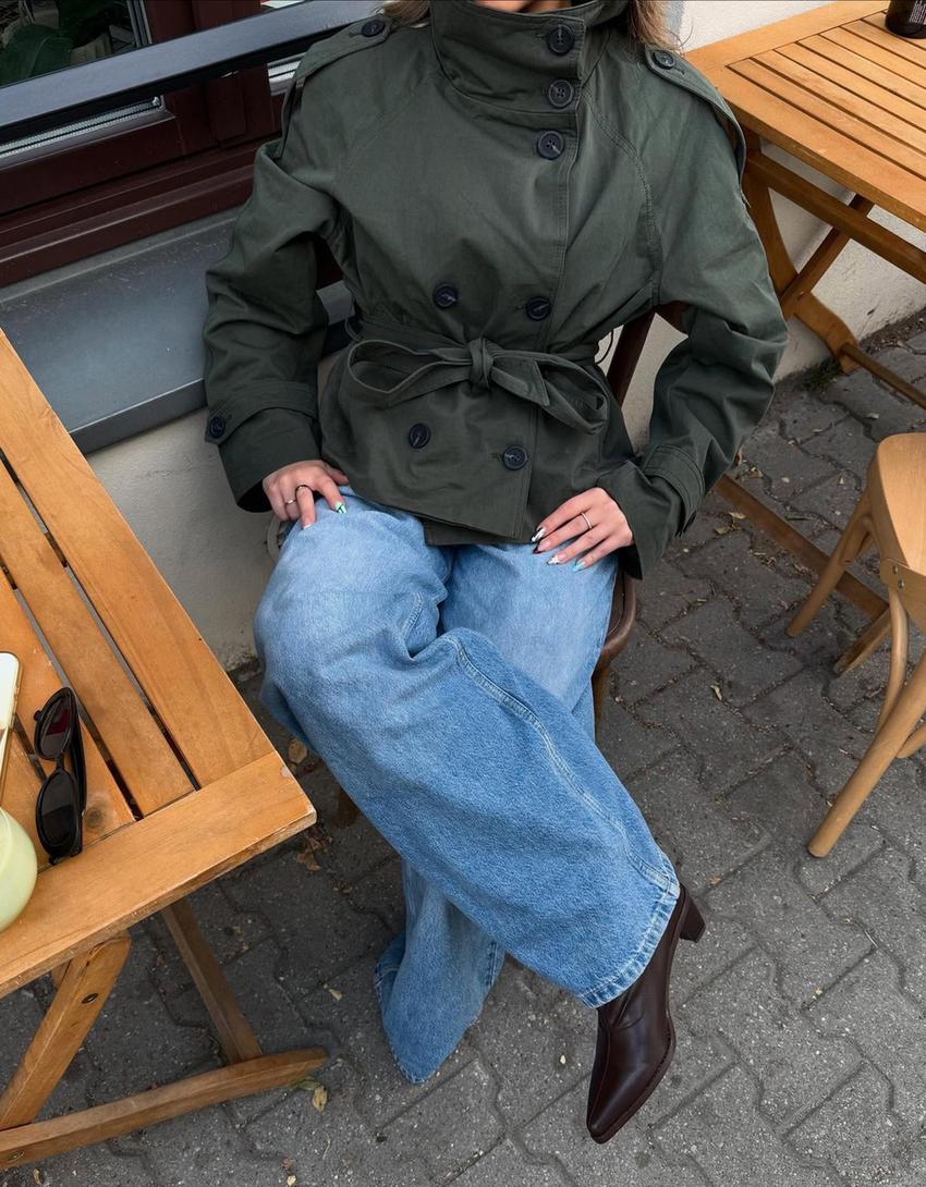 Sophisticated Belted Cropped Trench Jacket