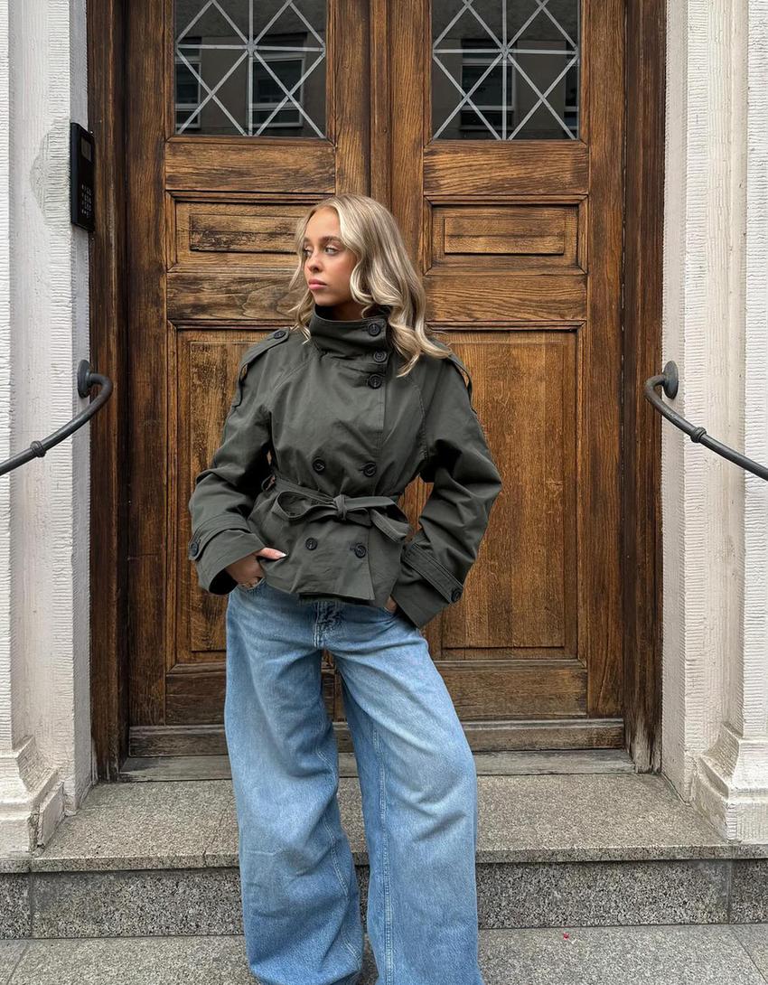 Sophisticated Belted Cropped Trench Jacket