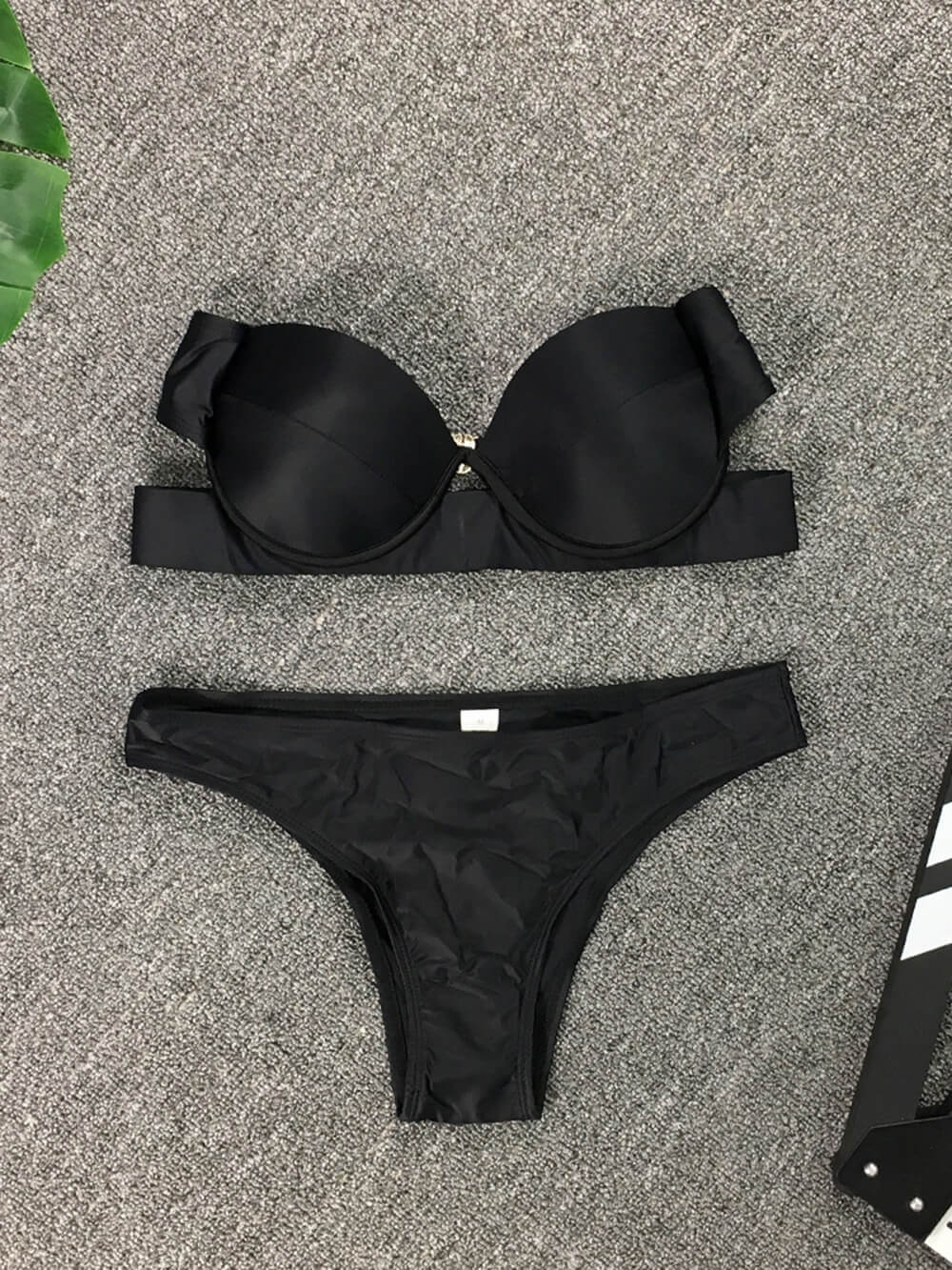 Strapless Black Hard-Packed Bikini-CALLISTARI