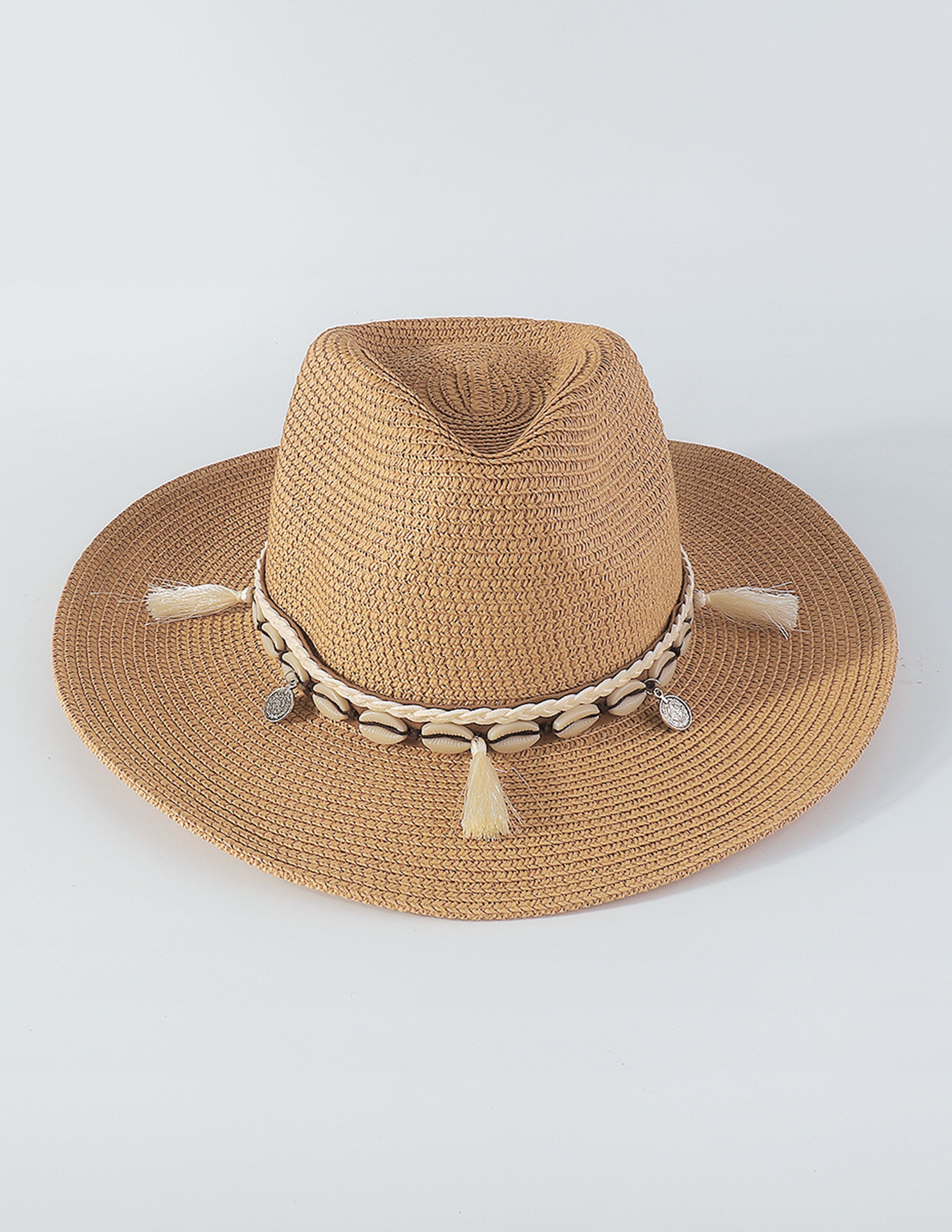 Straw Hat With Shell Tassels-CALLISTARI