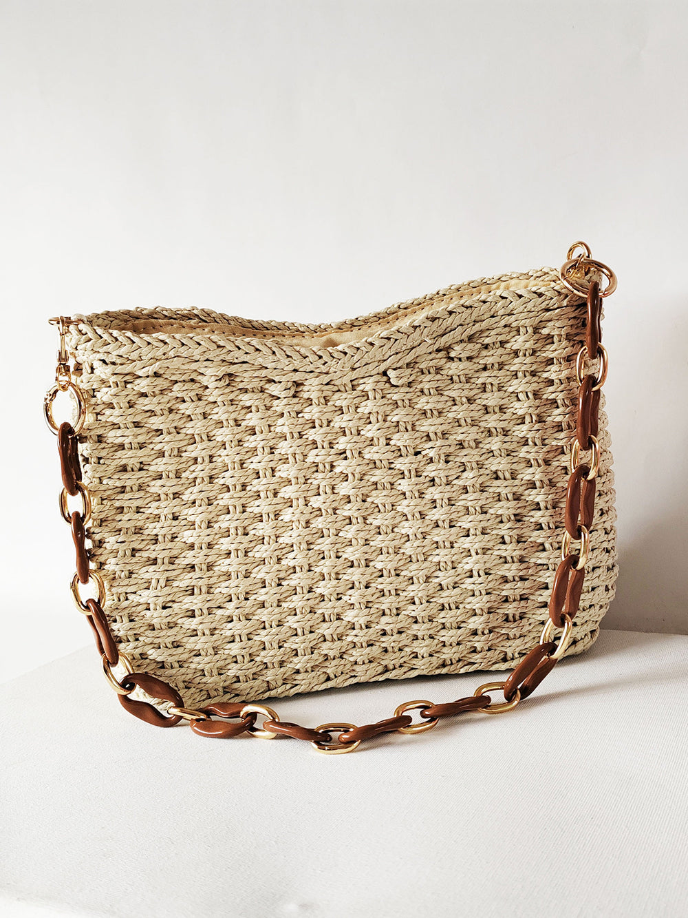 Square Chain Straw Bag-CALLISTARI