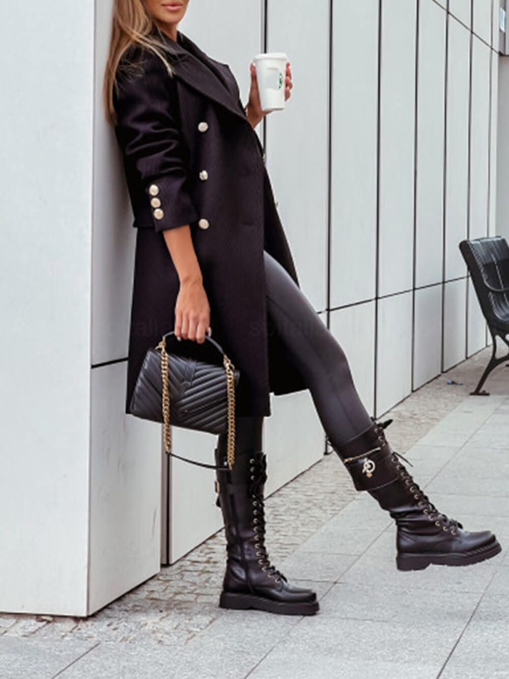 Solid Color Simple Mid-Length Coat-CALLISTARI