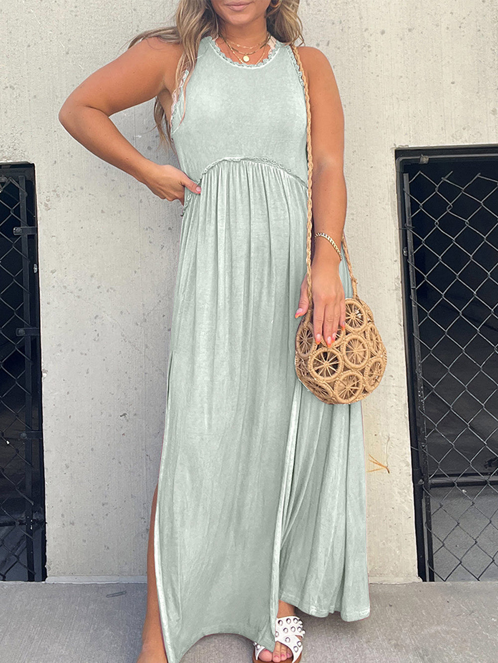 Paneled Slit Dress-CALLISTARI