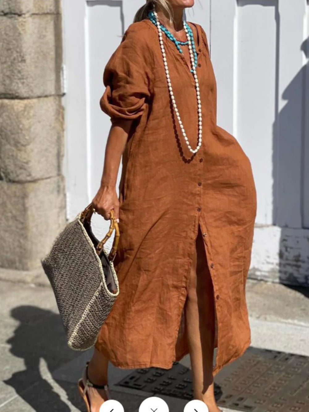 Burnt Orange Button Up Dress-CALLISTARI