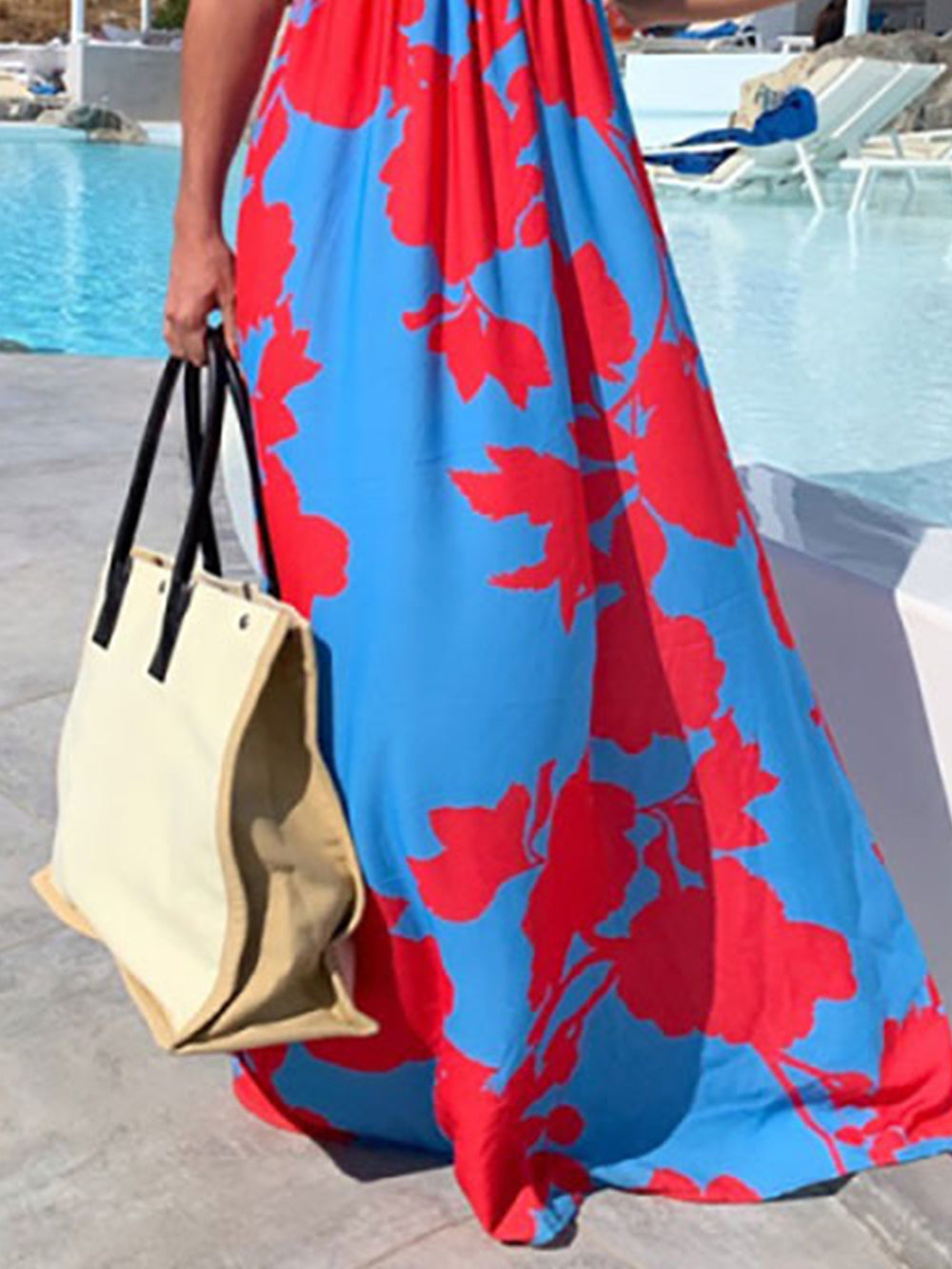 Boho Dress Print V-Neck Sleeveless Maxi Dress-CALLISTARI