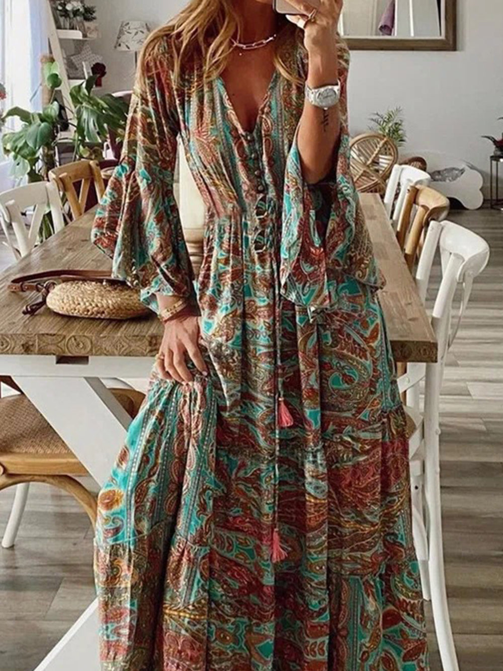 Down The West Coast Bohemia Print Maxi Dress-CALLISTARI